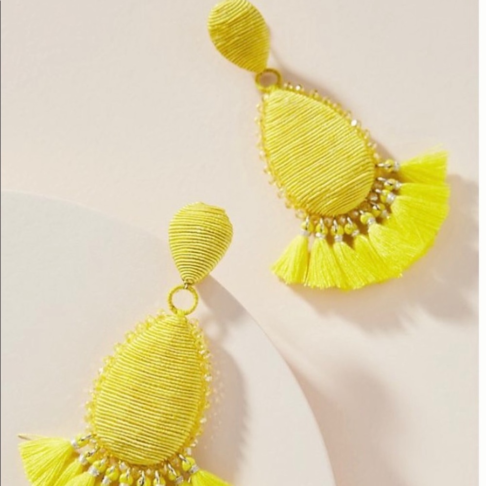 Designer lightweight yellow tassel earrings Suzanna Dai